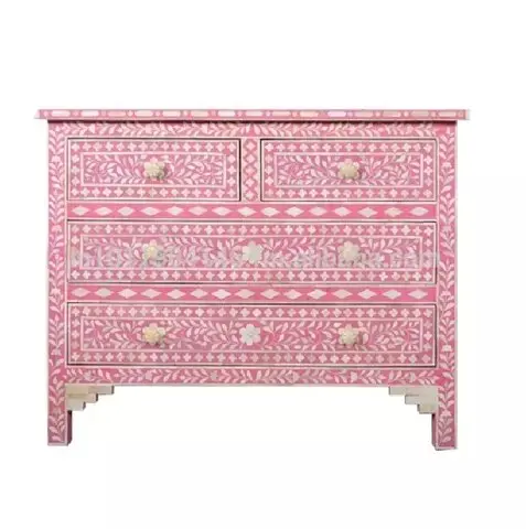 By Indian Artisan Hot Selling Handmade Top Quality Wholesale Price Bone Inlay Drawer chest Furniture