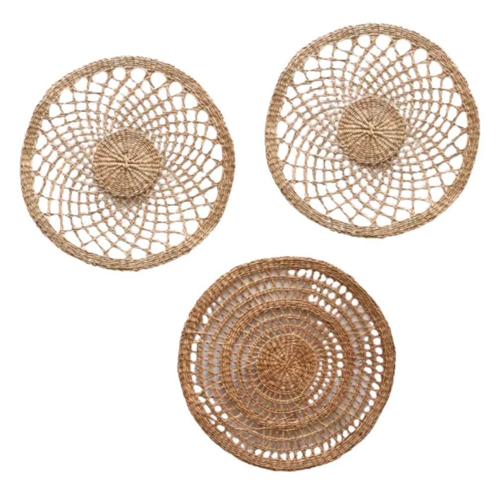 Table Decoration & Accessories Minimalist Handicraft Products Round Shape Water Hyacinth/Seagrass Wall Decor Place Mat
