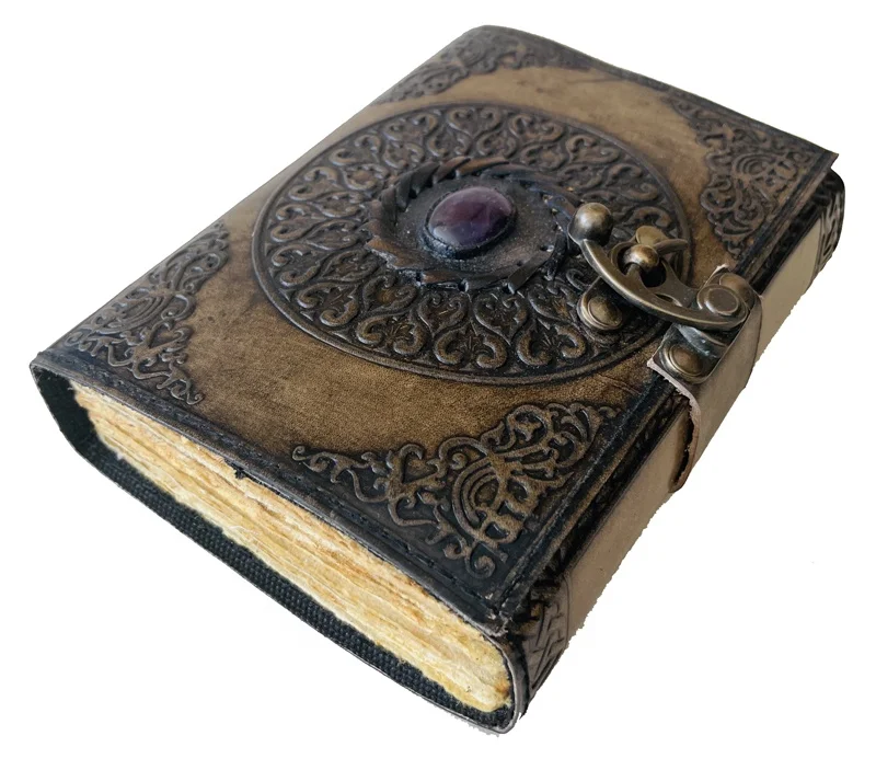 Wholesale  stone Leather Journal Writing Notebook Vintage Travel Diary for Men Genuine Leather Daily Notepad Kraft Paper Factory