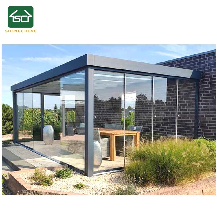 DIY Garden Conservatory Veranda aluminium Glass House Sunroom with Glass Roof