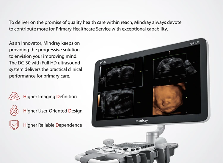 2023 Mindray DC-30 Ultrasound System 3D 4D Trolley Color Doppler Machine With 21.5 Inches Full HD LED Monitor
