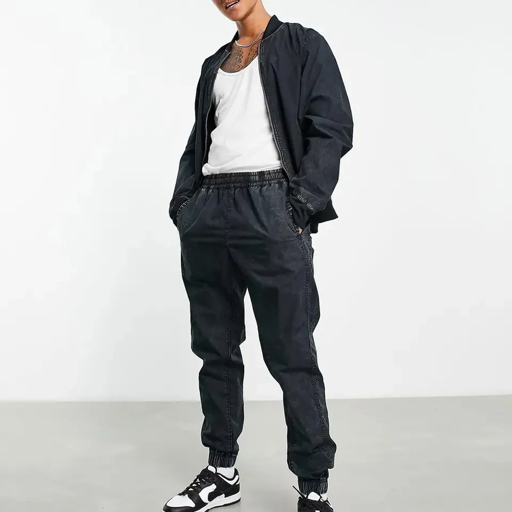 Custom Logo High Quality French Terry embroidery Sweatpants And Hoodie Jogger Set zip up Acid Wash Sun Faded Tracksuit For Men