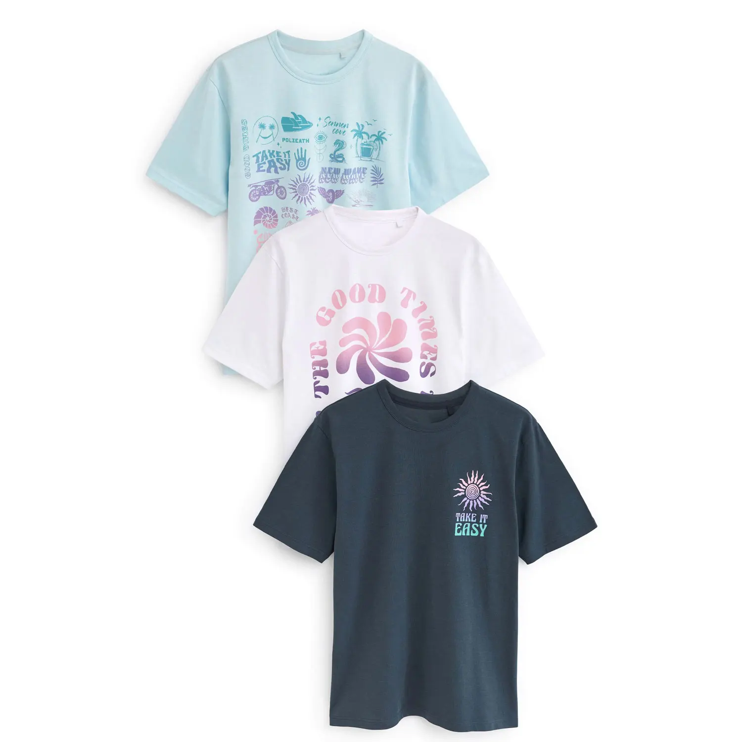 Beach Graphic T-Shirt for Summer Refresh: Pure Cotton Regular-Fit Graphics Tees Wholesale Prices Trendy Tops Men Women