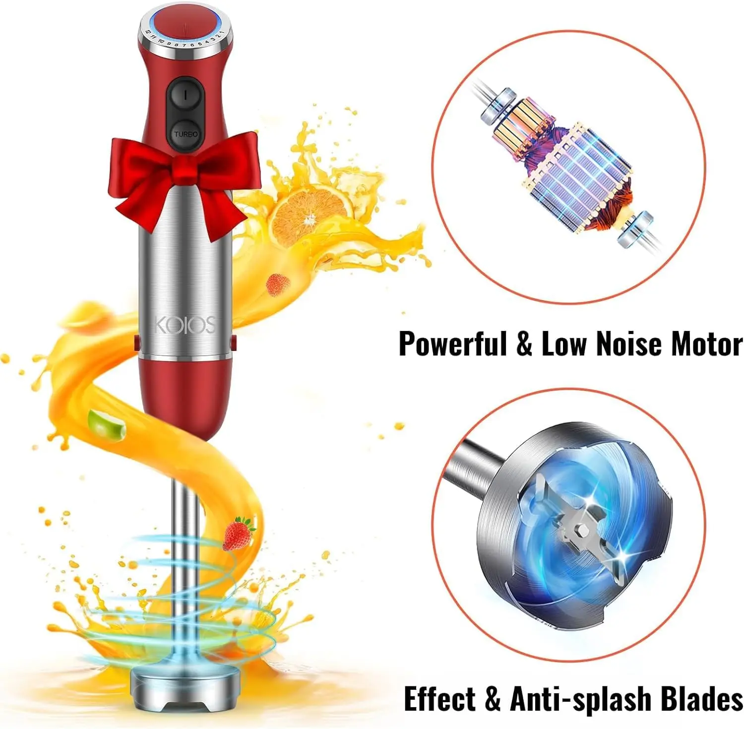 Mini Electric Handheld Blender with Copper Motor Stainless Steel Blade Speed Stick Mixer for Household Use Manual Power Source