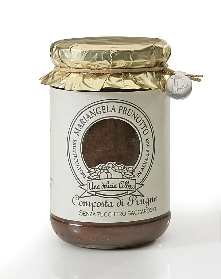 hight quality Plum compote no sugar made in Italy glass jar 340 g made from fresh fruit