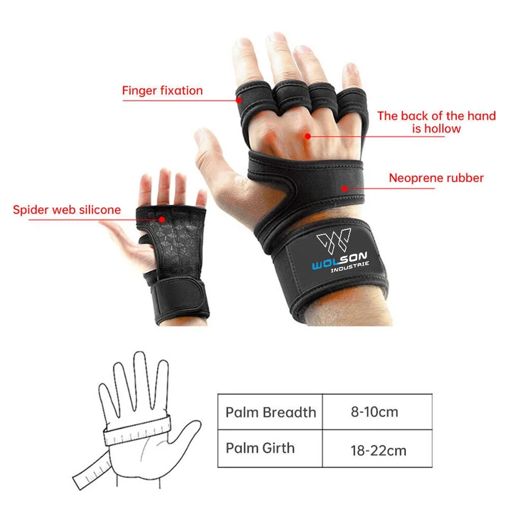 Manufacture Men Gym Lifting Bodybuilding Exercise Protection Grip Cross Training Weightlifting Fitness Gym Gloves