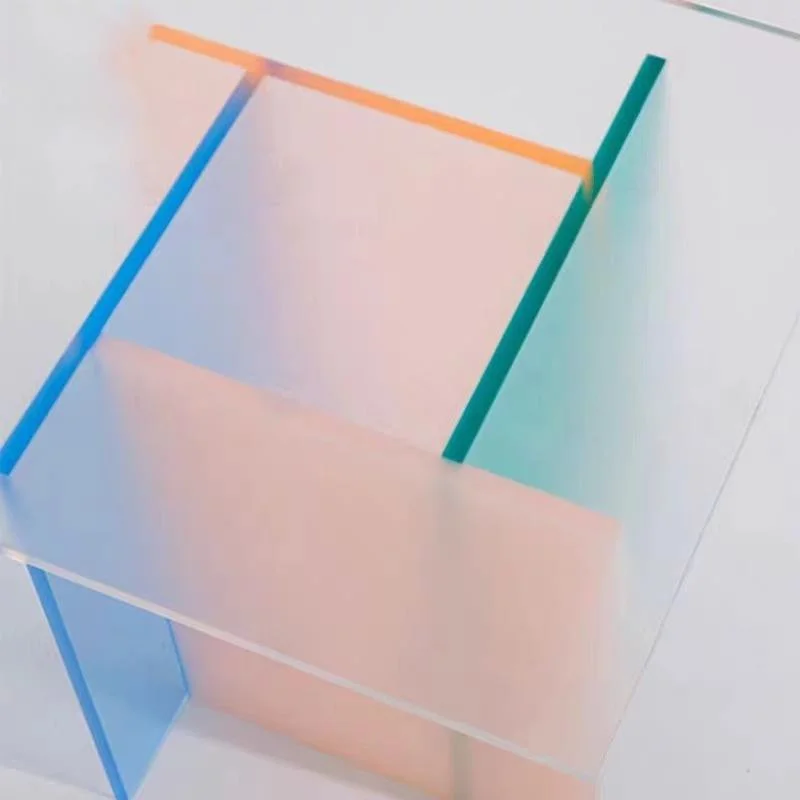 Factory Wholesale Price Modern Clear Acrylic Unique Side Table Furniture Colorful Plexiglass Pink Onyx Plinth Side End Table