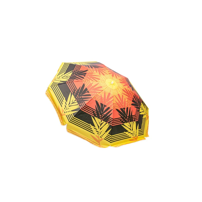 Best Quality 2.0m Large Custom Beach Umbrella Good Ranks 140gm Sunrise Digital Pattern in Yellow Poly Canvas Material