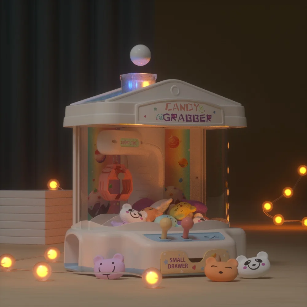 Mini Claw Machine Game Toy with Light and Sounds, Electronic Claw Toy Candy Grabber Machine for Kids Christmas Gifts