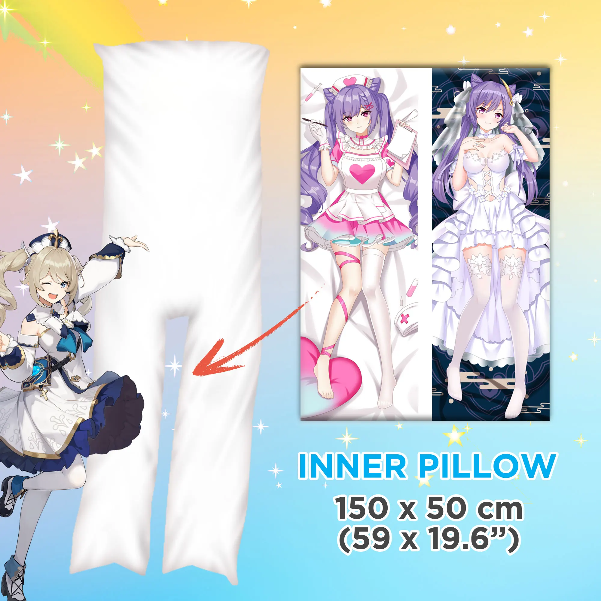 Hobby Express Japanese Anime Dakimakura Cover Case with Body Hugging Inner Two Leg Pillow Anime Pillow Cover Bundle