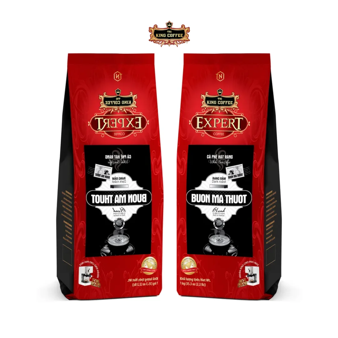 KING COFFEE -  HOT SALE Rich and Intense 1 kg Premium Buon Ma Thuot Whole Bean Coffee Bag Vietnamese Bean Coffee