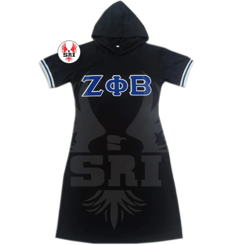 Zeta Phi Beta Sorority Embroidery Women Hooded Fall Dress | ZPB Sorority Embroidered Ladies Custom Made Hooded Dress