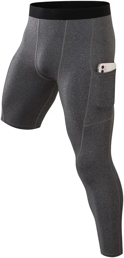 Wholesale Men Gym Workout Athletic Running Pants 88% Polyester 12% Spandex Fitness Gym Compression Tights Men Basketball Tights