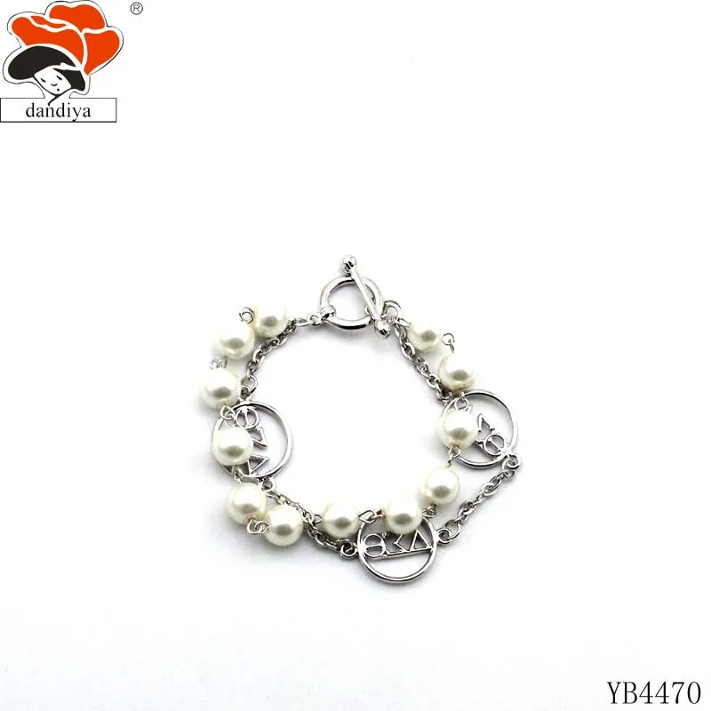 NCNW glass pearl bracelet Sorority JEWELRY custom logo number for Greek Sorority &Fraternity products Lady and men group