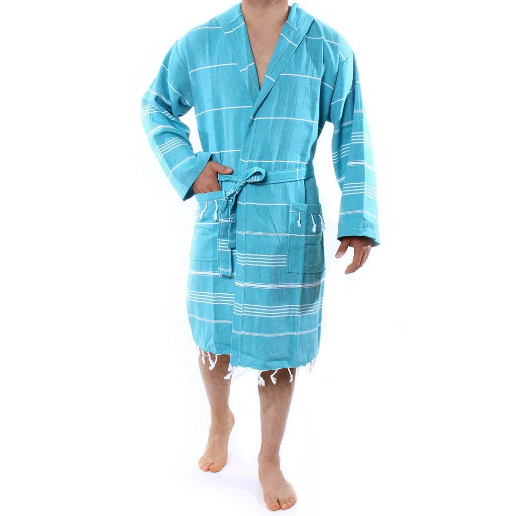 Pure Series High Quality Unisex Turkish Cotton Bathrobes for Women Men Hotel Robes Custom  Logo Packing Luxury Sleepwear Robe