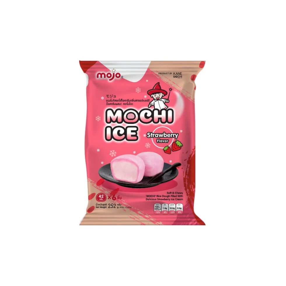 Beverage Round Ball Box Bag Vegan MOJO Mochi Ice Cream Strawberry From Thailand  Manufacture Export Markets