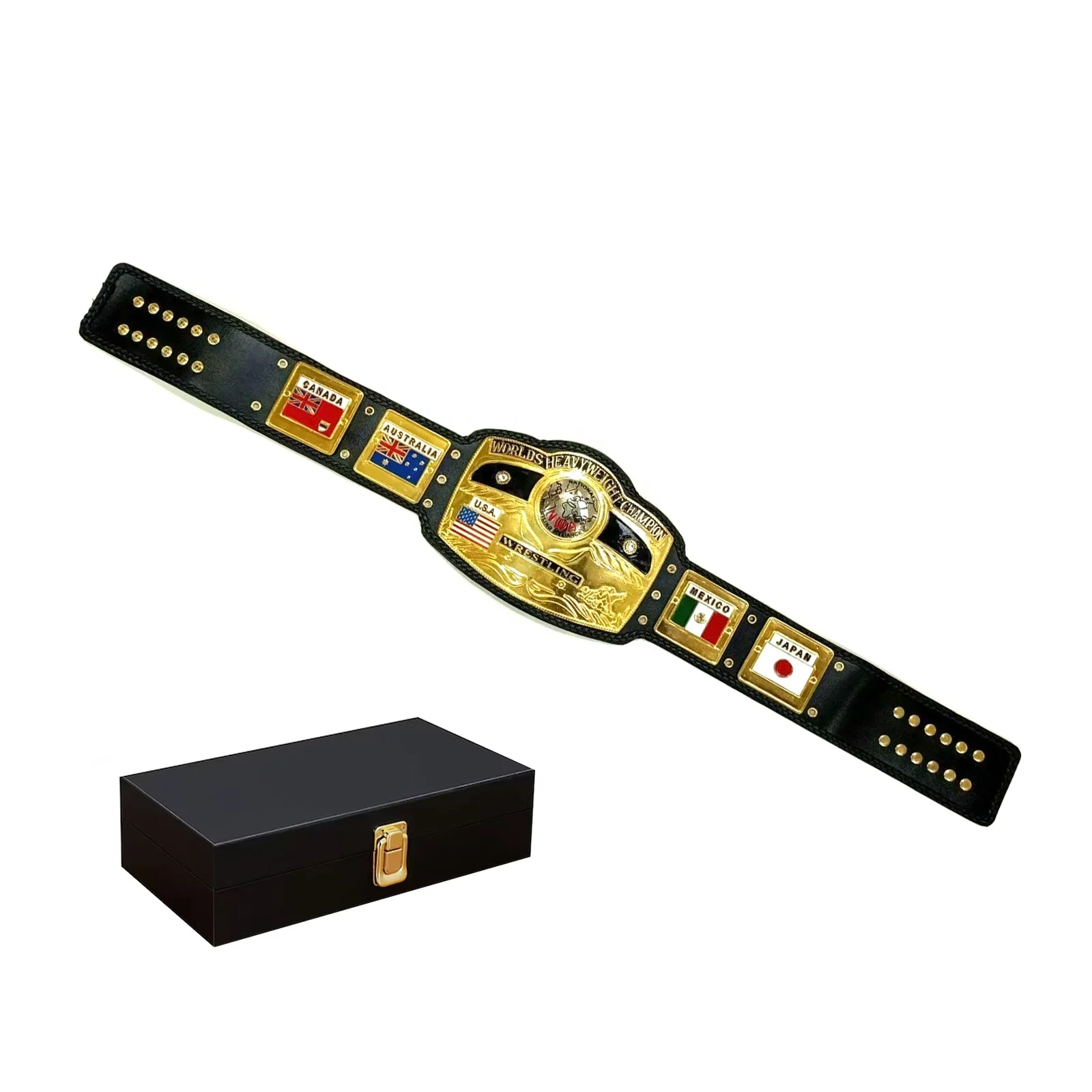 NWA World Heavyweight Wrestling Championship Title Belt with 2MM Domed Globe PVC Buckle