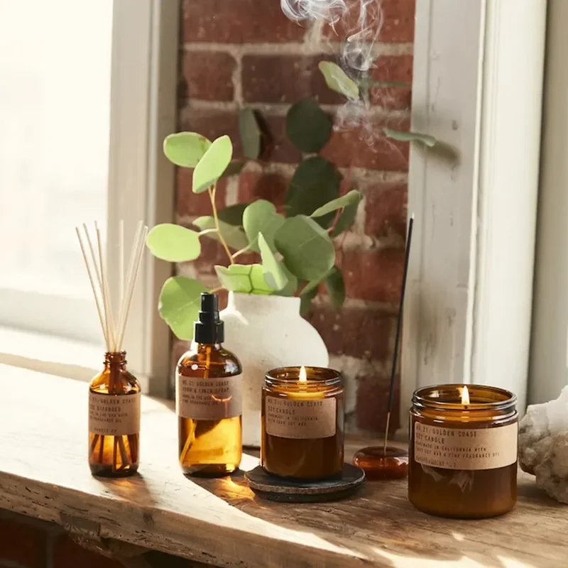 Home Decoration Brown Vintage Glass Bottles Natural Essential Oil Room Spray With Gift Box