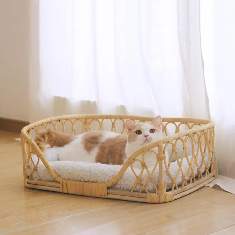 Cheap dog bed fun and  portable dog beds rattan sleeping pet basket