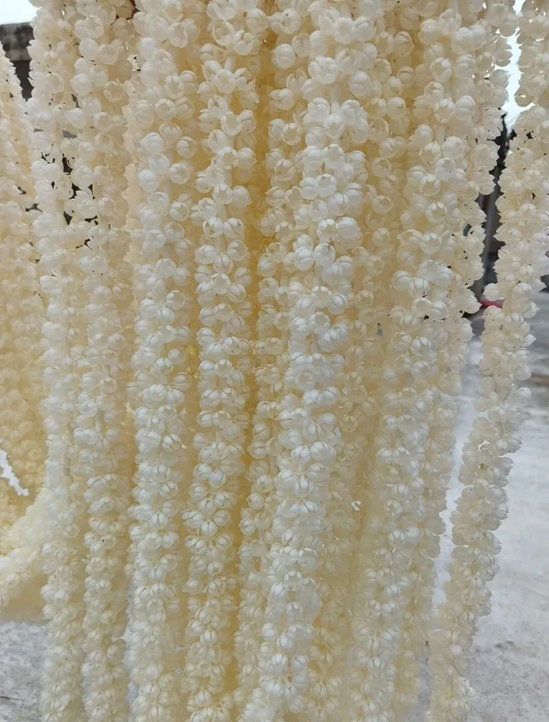 Artificial MograJasmine Buds Nikaah Pardah Partition Arch Flower Curtain for Eid Mahamaham Festival Seemantham Traditional Decor