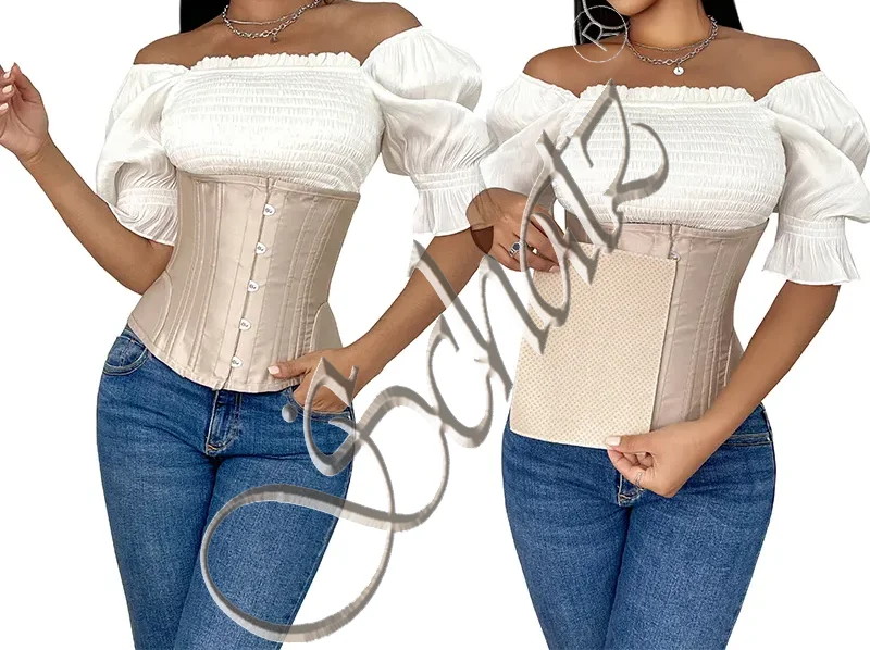 Plus Size Gothic Steam Punk Corselet Women Front 5 Busk Closure Underbust Corset Hourglass Shaper 24 Robs Fashion Style XS Size