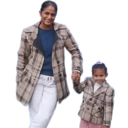 Eli Woolen Coat Set of 2 Recycled Wool for Mom and Kid Winter Down-Filled Smart and Warm Woolen Clothing for Girls