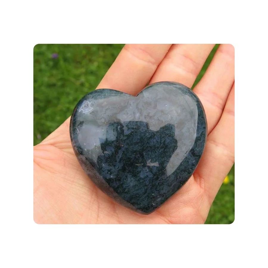 Wholesale Moss Agate Puffy Heart Natural Crystal Gemstone Heart Growth Harmony Reiki Stone Ideal for Gifts Home Decor