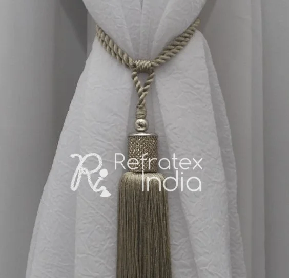 Latest Design in Green Color with Long Tassel Polyester Tiebacks By Refratex India Made in India