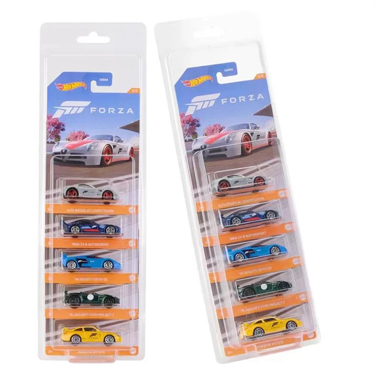 Mainline 5 Car Pack Hot Wheels Protector Hot Wheel Case Toy Clamshell Blister with Plastic Plate & Bowl Protector