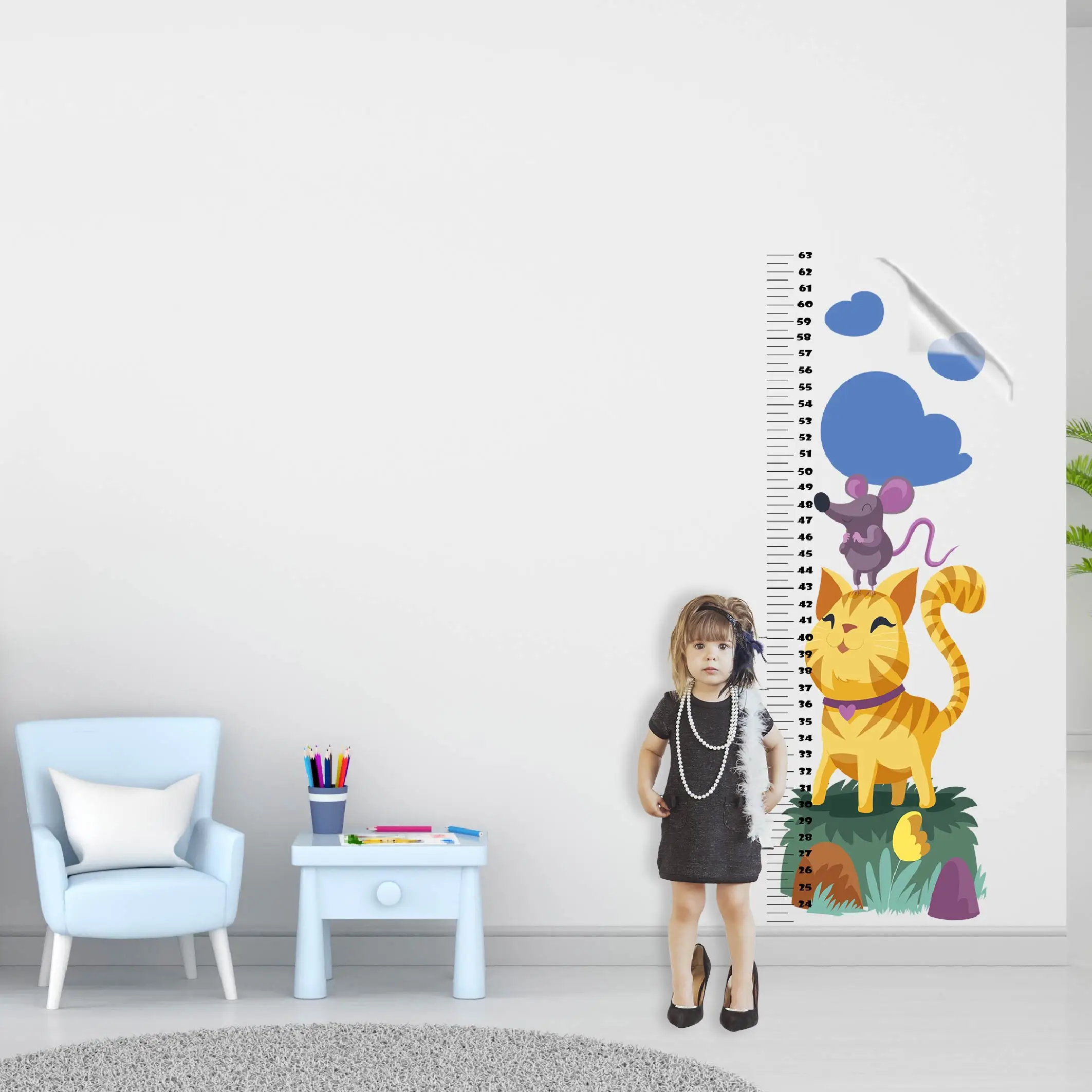 Dry Erase Growth Chart For Kids Model-2 Reusable Durable Polystyrene Material Holds The Surface With Static Electricity