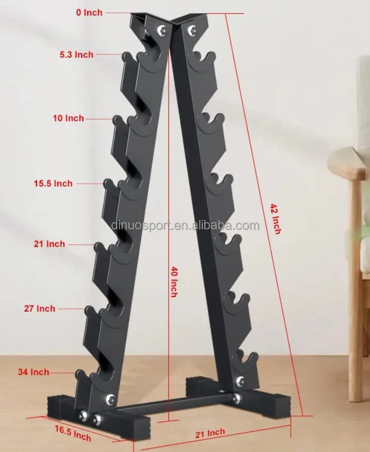 Dinuo  High Quality Weight Rack for Dumbbells 6 Tier A-Frame Dumbbell Rack  Stand Home Gym Storage Racks