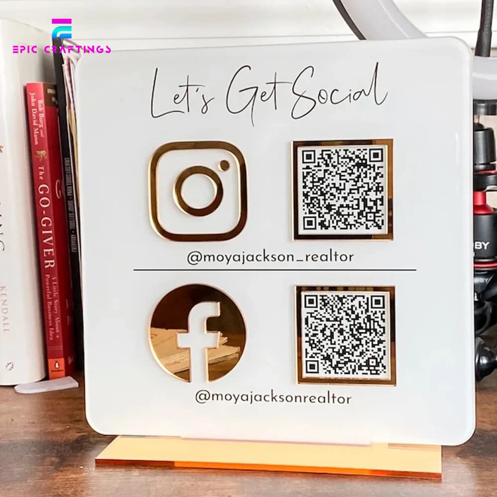 Custom Table Top Clear Acrylic Business QR Code Holder Payment QR Code Display Stand Social Media QR Code Sign Holder Wholesale