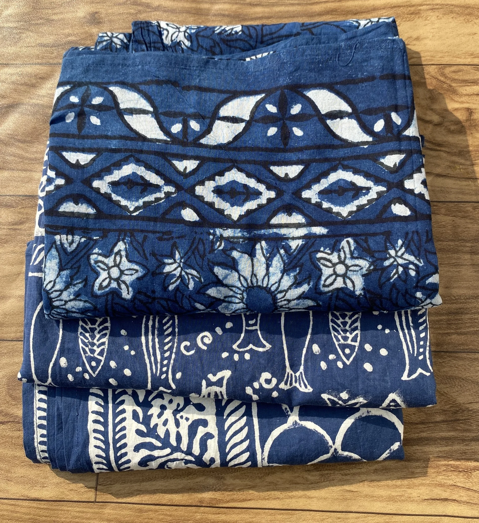 Premium Quality Indigo Blue Block Print Bohemian Pareo Wrap Sarongs Beach Cover Up Summer Scarves  Wholesale Price Sarong