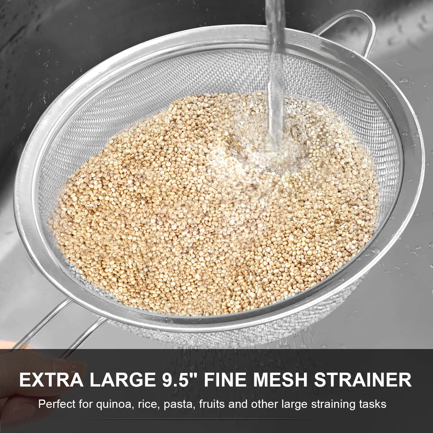 Fine Tea Coffee Durable Flour Sieve Stainless Steel Colanders Strainers Fine Mesh Food Pasta Strainer Kitchen Colander Set