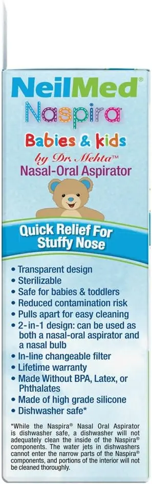 Neilmed Nasal-Oral Aspirator For Babies & Kids Quick Relief For Stuffy Nose & Congestion Relief