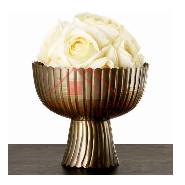 Brass Scalloped Pedestal Flower Bowl/Table Centerpieces Bronze Finishing Pedestal Bowl on Footed Base for Home Best Seller