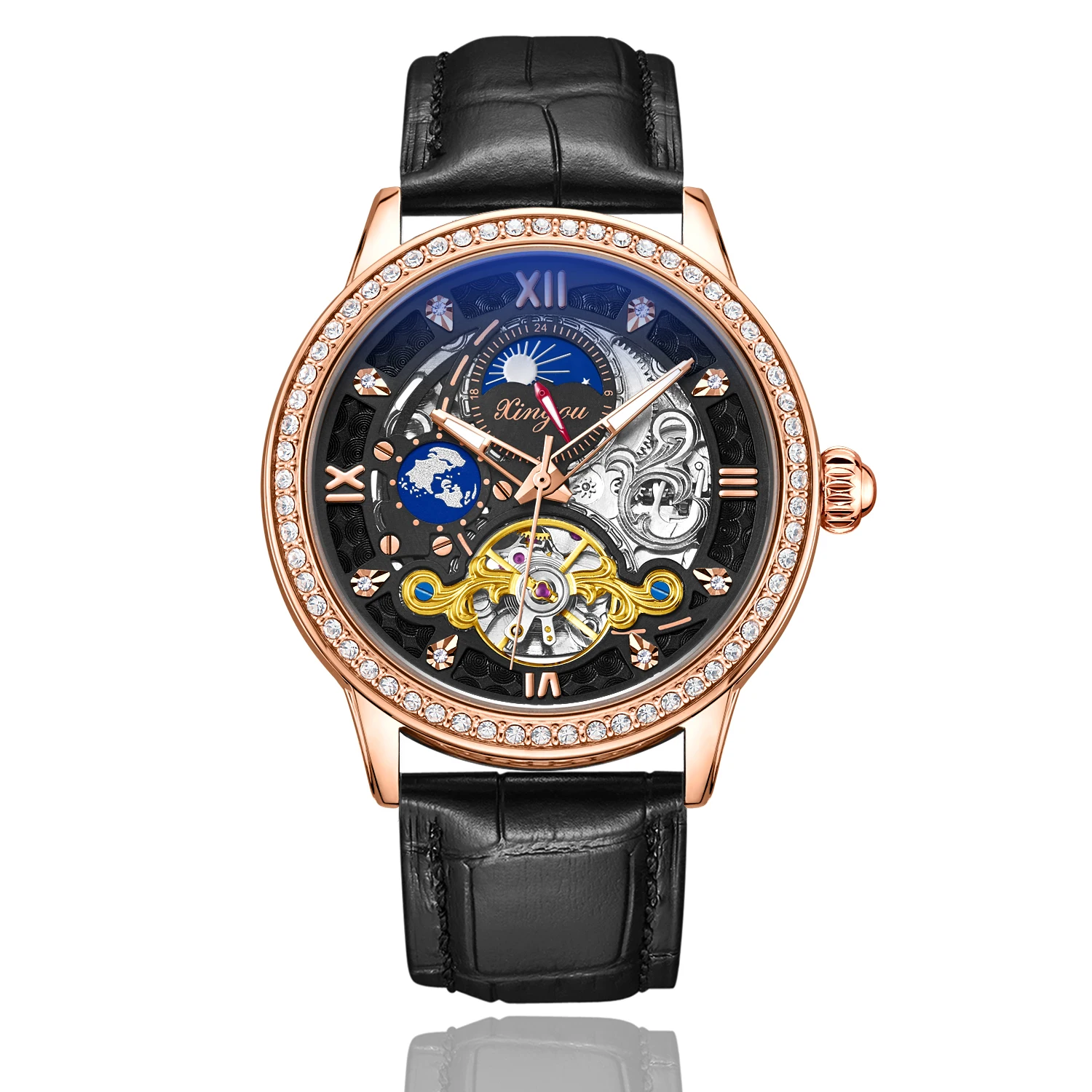 Tourbillon Automatic Mechanical Mens Watch Costom Watches Manufacturer Mechanical Make Custom Watch Luxury Leather