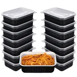 16Oz 24Oz 32Oz 37Oz 48Oz Take Out Black Rectangle Round Disposable Plastic Microwavable Meal Prep Food Container