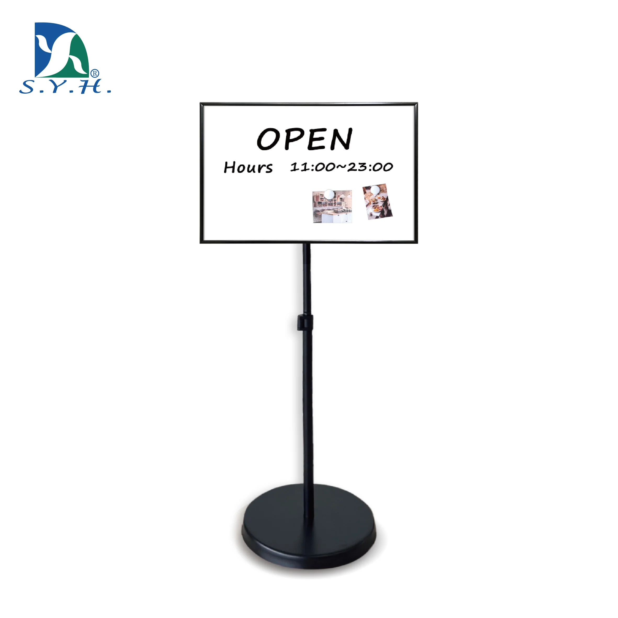 Heavy duty pedestal floor signs adjustable display magnetic whiteboard