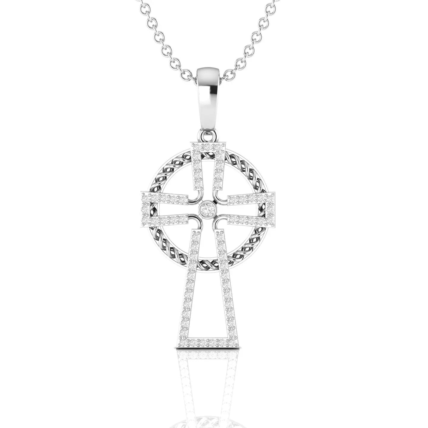 14kt Solid Real Diamond White Gold Religious Charm Cross Pendant Fine Jewelry For Women Birthday Gift Trendy New Collection