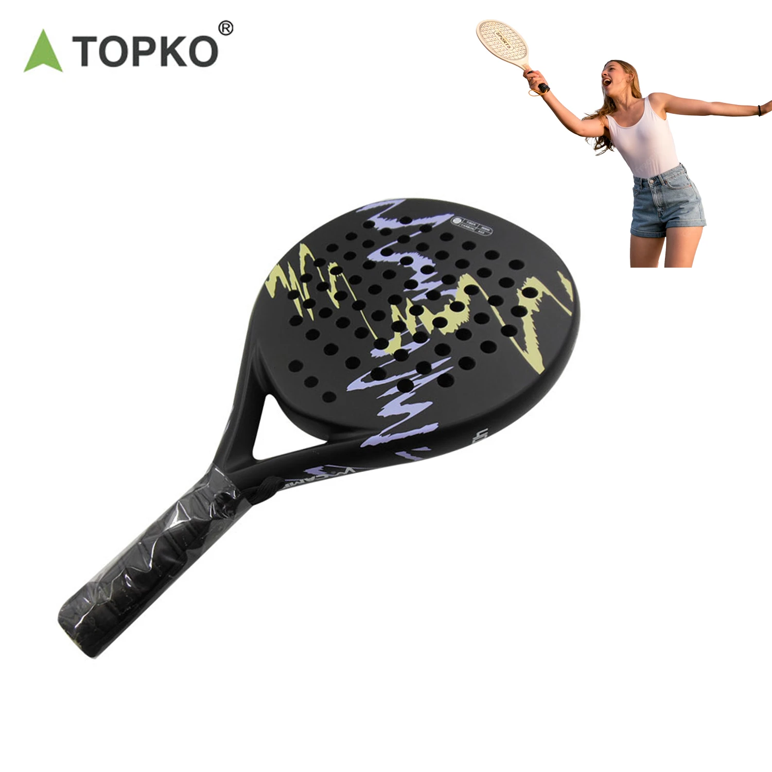 TOPKO Paddle Racket Padel Tennis Racket/Shovel/Bat High Quality for Match Training beach racket