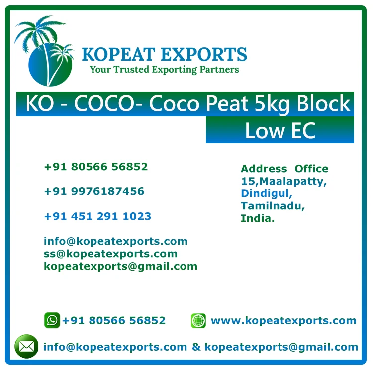 Best Company to Buy Coco Peat 5kg Block Cococoir Peat Block Of From India Agriculture Coco Peat For Growing With Premium Quality