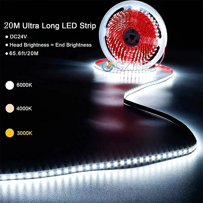 High Lumen CRI70 DC12V/24V 10W LED Strip Tape Light 120leds/m SMD 2835 Flexible Led Strip