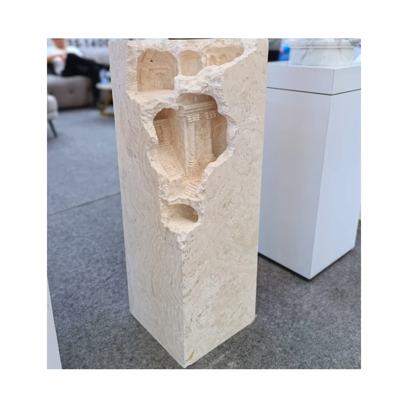 Beige travertine home decor modern marble design sculpture indoor for pedastal home