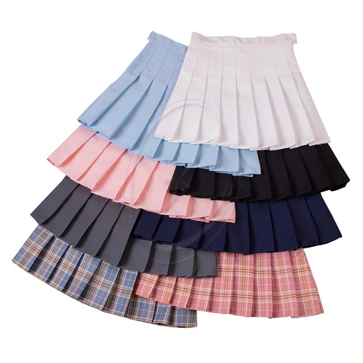 High-waisted Harajuku School Uniform Short Plaid A-Line Mini Skirts Fashion Custom Summer  Women Pleated Skirt Purple Zipper
