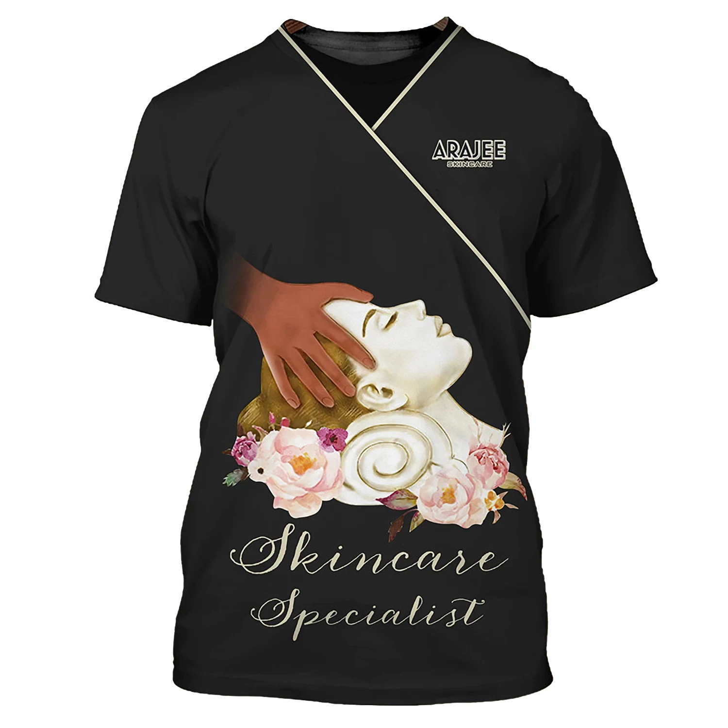 Custom Logo Premium Salon Spa Work Shirt Massage Therapist Uniform Women Beauty Salon Tshirt