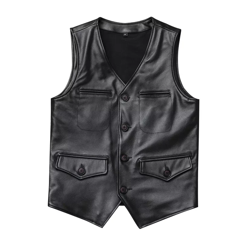 New Design Mens Casual Motorbike Leather Vest/ Motorcycle Cowhide Leather Waistcoat Vest beautiful and nice looking vest