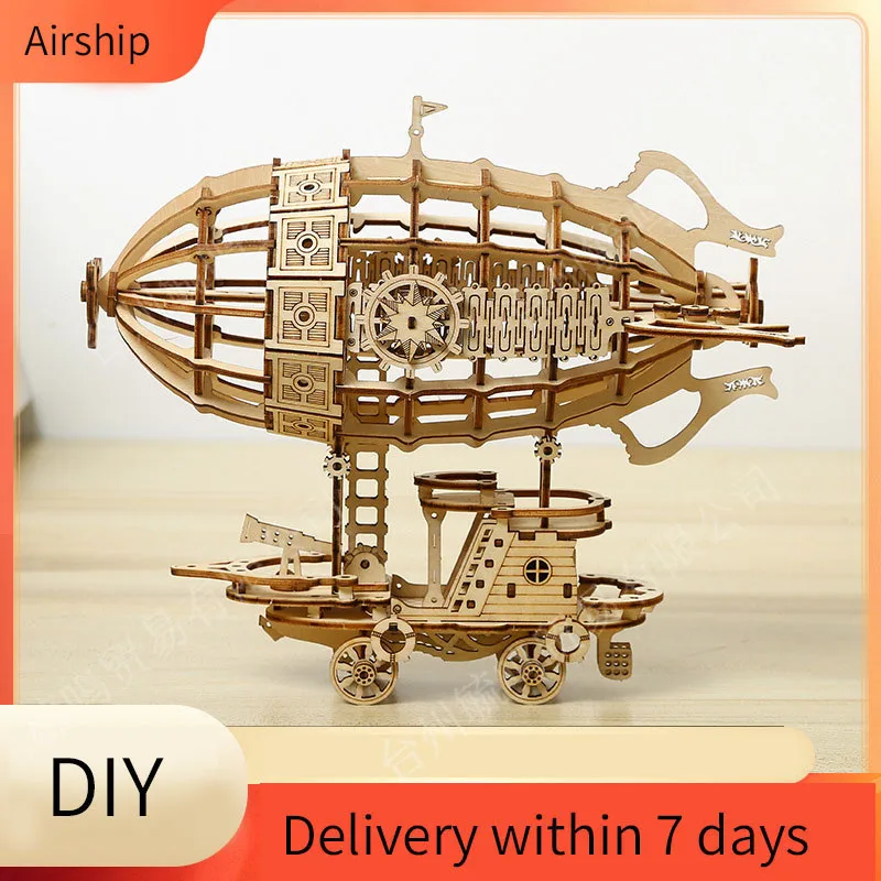 Wooden handmade airship DIY assembling model Creative 3D Wooden Puzzles decoration holiday gift