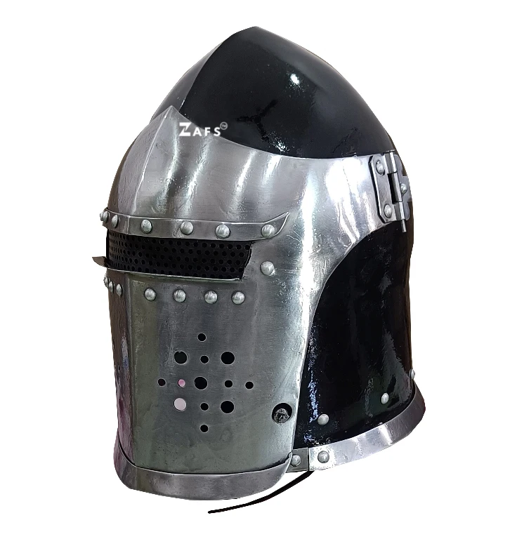 Medieval Barbuta Helmet Great Knight Templar Helmet for SCA 18GA Great Helmet Collectible Medieval Armor