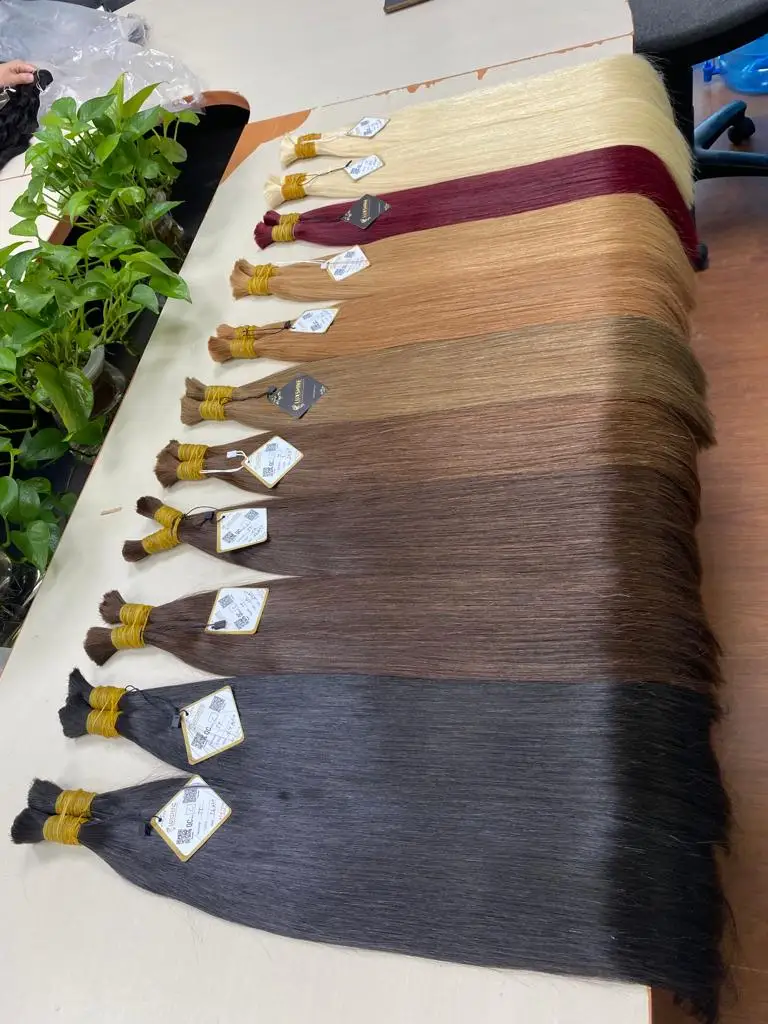 High quality Bulk coleta straight colored hair cabello humano 8 to 30 inches Cuticle Aligned Russian Hair Extensiones Aliexpress